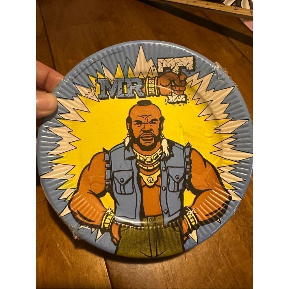Vintage Mr T A Team New Old Stock Coated Party Plates 7” Unique Brand 1980s